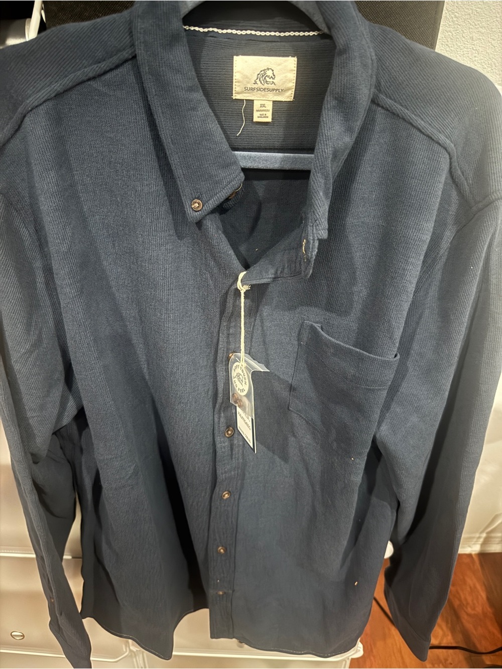 Surfside Supply Men's Dark Navy Casual Button-Down Shirt